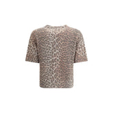 Leopard print short sleeve sweater